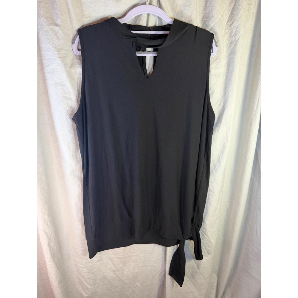 Shiela Rose Black Mock Neck Keyhole Side Tie Sleeveless Top 2X Plus Size NEW